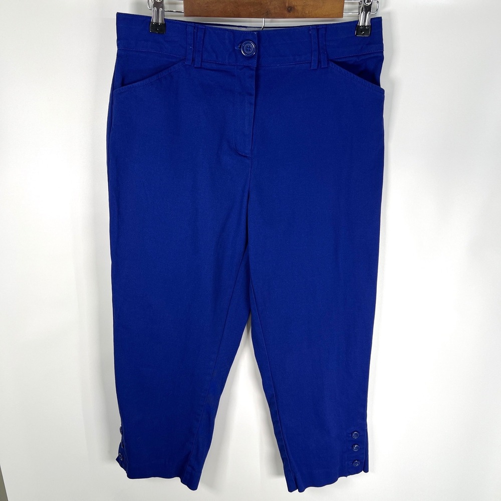 Counterparts Y2K Royal Blue Capri‎ Pants Cropped Trousers Size 8 Preppy Cobalt